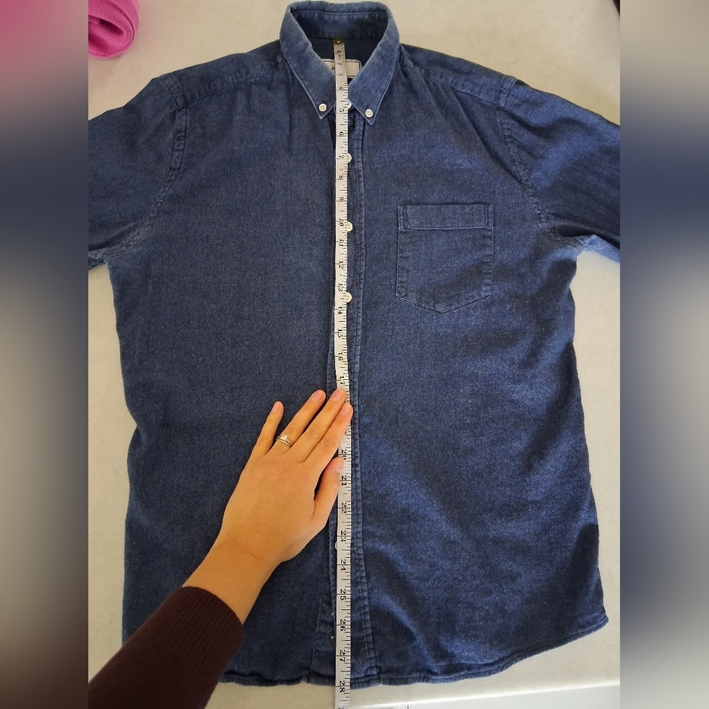 Ami Alexandre Mattiussi/ Blue Denim Button Up Shirt/ 100% Cotton/ Size US M - Picture 12 of 16
